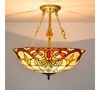 DFGHNBVC Lampadario da 20 Pollici in Stile Tiffany, Lampadario in Stile Barocco, Lampadario in Vetro Colorato Vintage, 3 Luci, Lampadario A LED con Decorazione Pastorale, Camera da Letto, Cucina