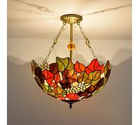 DFGHNBVC Lampadario in Stile Tiffany da 20 Pollici, Lampadario in Vetro Colorato Vintage, 3 Luci, Lampadario A LED con Decorazione Pastorale, Camera da Letto, Cucina