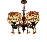 DFGHNBVC Lampadario Lampadario retrò Lampadario Vintage in Stile Barocco Lampadario in Stile Tiffany Grande Lampadario in Vetro Intagliato Lampadario Decorativo per Interni A più Bracci