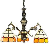 DFGHNBVC Lampadario Tiffany A 3 Luci in Mosaico Vintage, in Vetro Colorato, E27, Lampada A Sospensione in Stile Arabo, per Illuminazione di Ristoranti E Case.