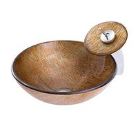 DFGHNBVC Lavabo da Appoggio in Vetro Temperato con Rubinetto A Cascata E Piletta A Scomparsa, Ideale per Un Bagno Moderno.