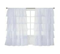 DFGRGRV Tende Di Pizzo Tende da finestra in tulle e voile trasparenti, un pannello, stile Maiden Ruffle, trattamenti for finestre trasparenti(WHITE,Pull pleated tape,80cm by 150cm)