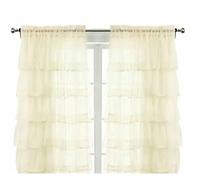 DFGRGRV Tende Di Pizzo Tende da finestra in tulle e voile trasparenti, un pannello, stile Maiden Ruffle, trattamenti for finestre trasparenti(Beige,Rod-pocket,80cm by 150cm)