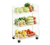 DFHetFH Carrello Portaoggetti Cesto Portaoggetti For Frutta E Verdura Con Ruote, Contenitori Organizer For Dispensa Da Cucina per Cucina Bagno(White,3 Layer)