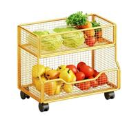 DFHetFH Carrello Portaoggetti Cesto Portaoggetti For Frutta E Verdura Con Ruote, Contenitori Organizer For Dispensa Da Cucina per Cucina Bagno(Gold,2 Layer)