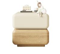 DFHS46JK Comodino Comodino in legno for camera da letto, con doppio cassetto, girevole a 360°, colore legno originale bianco Tavolo laterale(Piccolo)