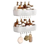 DFHS46JK Ripiano per doccia Organizer for cestello portaoggetti for doccia in plastica, confezione da 2 pezzi, con 6 ganci Organizer(Bianco)