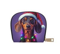 DFJMASFKOL Bassotto Dog Card Pack Cappello di Babbo Natale Borsa in pelle Cane Bassotto Portafoglio Tech-Savvy Users - Archiviazione carte protetta RFID 9X11CM, A4, 9X11CM
