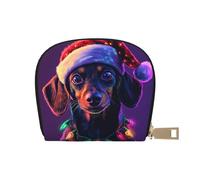 DFJMASFKOL Bassotto Dog Card Pack Cappello di Babbo Natale Borsa in pelle Cane Bassotto Portafoglio Tech-Savvy Users - Archiviazione carte protetta RFID 9X11CM, A3, 9X11CM