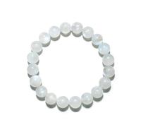 DFJMASFKOL Braccialetto da 10 mm con pietra di luna per uomini e donne, adatto per polsi da 19,1 a 20,3 cm, gemme naturali di cristallo chakra della corona per relazioni e amore, fornito con