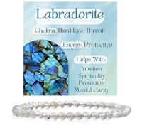 DFJMASFKOL Labradorite - Braccialetto protettivo con perline da 4 mm per donne, pietra naturale semi preziosa, elastico, gioiello elastico per yoga, regalo di protezione, Pietra