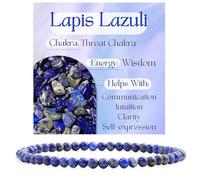 DFJMASFKOL Lapislazzuli - Wisdom - Braccialetti con perline da 4 mm per donne, pietre naturali semi preziose elasticizzate, gioielli elastici per yoga, protezione regalo, Pietra