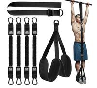 DFJOENVLDKHFE Fasce di Supporto for trazioni, Fascia di Resistenza for impieghi gravosi, Allenamento della Forza for Palestra Domestica, Peso/Dimensioni Regolabili(Black 300LBS)