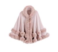 DFJOENVLDKHFE Mantella da Donna, Scialli e Stole, Abiti da Sera, Collo in Pelliccia Sintetica, mantelli, Pashmina, Giacche con Orlo a Balze(Pink)