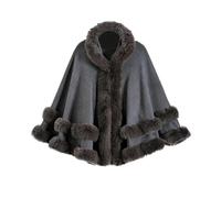 DFJOENVLDKHFE Mantella da Donna, Scialli e Stole, Abiti da Sera, Collo in Pelliccia Sintetica, mantelli, Pashmina, Giacche con Orlo a Balze(Gray)