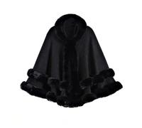 DFJOENVLDKHFE Mantella da Donna, Scialli e Stole, Abiti da Sera, Collo in Pelliccia Sintetica, mantelli, Pashmina, Giacche con Orlo a Balze(Black)