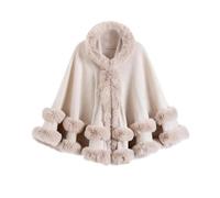 DFJOENVLDKHFE Mantella da Donna, Scialli e Stole, Abiti da Sera, Collo in Pelliccia Sintetica, mantelli, Pashmina, Giacche con Orlo a Balze(Beige)