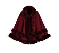 DFJOENVLDKHFE Mantella da Donna, Scialli e Stole, Abiti da Sera, Collo in Pelliccia Sintetica, mantelli, Pashmina, Giacche con Orlo a Balze(Wine Red)