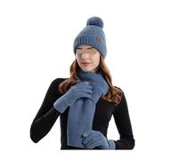 DFJOENVLDKHFE Set di Cappelli, Sciarpe e Guanti Invernali da Donna, Lavorati a Maglia, Comodi e Caldi, Accessori for la Moda Femminile, Stile for Il Freddo.(Blue)