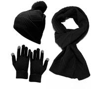 DFJOENVLDKHFE Set di Cappelli, Sciarpe e Guanti Invernali da Donna, Lavorati a Maglia, Comodi e Caldi, Accessori for Le Donne, Stile Freddo(Black_2pcs)