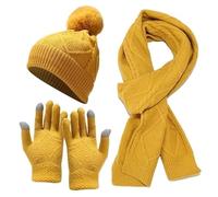 DFJOENVLDKHFE Set di Cappelli, Sciarpe e Guanti Invernali da Donna, Lavorati a Maglia, Comodi e Caldi, Accessori for Le Donne, Stile Freddo(Yellow_2pcs)