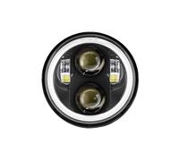 DFJOSF Fari Moto 1 Pz 5.75 Pollici LED Faro Motociclo per Sportster 1200 883 per Street 500 750 5-3/4" Proiettore LED Halo Angel Eyes Faro Faro Motociclo(Nero)