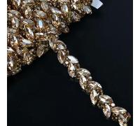 DFLINGA 2 Metri di Strass Color AB/Foglia Bianca Catena di Metallo Catena di Cristallo Lucido Applicazione da Cucire placcata in Argento Accessorio Decorativo per Matrimonio