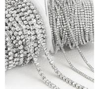 DFLINGA Catena di Strass di Cristallo in Acciaio Inossidabile da 3 Metri, da Cucire e incollare, per collane di Vestiti, bracciali, Choker Fai da Te