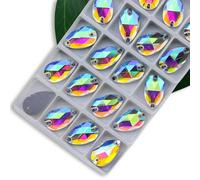 DFLINGA Colori Strass da Cucire Gocce di Cristallo AB Pietre di Cristallo da Cucire 2 Fori Vestiti Fai da Te Realizza Scarpe da Sposa