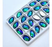 DFLINGA Colori Strass da Cucire Gocce di Cristallo AB Pietre di Cristallo da Cucire 2 Fori Vestiti Fai da Te Realizza Scarpe da Sposa