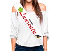 DFPRIME Fascia Laureata “Finalmente Laureata” - Laurea gadget Donna per Festa - Regalo Laurea Donna Originale - Fascia Dottoressa in Raso Made in Italy