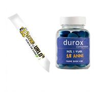 DFPRIME Kit Regalo 18 Anni Ragazzo - Fascia Compleanno 18 Anni + DUROX Compresse Blu | Gadget Divertenti per Festa, Sorprese e Regalo Maschio Originale