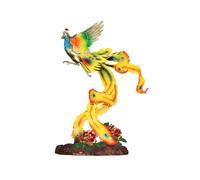 DFTDFYXY Solid Brass Phoenix Statue, Hand Painted Color Fenghuang Ornament