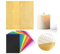 Dfuqanb Set di fogli cera d'api,12 diversi colori (14 x 7,5 cm), piastre di cera d'api per Candele, Piastrine di Cera per Candele, con 3 Adesivi Oro, per Decorare Candele di Battesimo