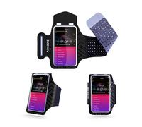 DFV mobile - Fascia sportiva da braccio in neoprene con finestra touch compatibile con HTC Desire 21 Pro 5G (2021) - Nero