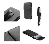 DFV mobile - Leather Flip Belt Clip Metal Case Holster Vertical per Samsung Galaxy M01 (2020) - Black