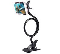 DFV mobile - Supporto per Braccio Flessibile con Braccio Lungo in Metallo Flessibile con Morsetto per Telefono e Clip da Tavolo. Multi-funzione: Desktop, Testiera Letto, Auto, Divano. compatibile con Maxwest NITRO 6 - Nero
