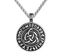 DFWY Collana con Ciondolo Nodo Celtico Triquetra Runa Vichinga, Totem Nodo Trinità in Acciaio Inossidabile Uomo Nordico, Amuleto Gioielli Vichingo, Catena Clavicola Maglione Gotico Vintage