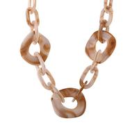 DFWY Collana con Maglie A Catena in Resina Acrilica Robusta da Donna, Girocollo con Ciondolo in Plastica Geometrica Ovale, Accessori per Gioielli da Festa in Stile Punk Boho(Brown)