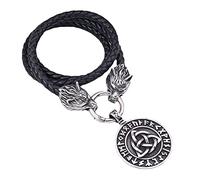 DFWY Nordic Runes Celtic Knot Tree of Life Pendant Collana - Collana da Uomo Viking Testa di Lupo Testa di Lupo Intrecciata - Gioielli Amuleti Vintage Gotici Medievali