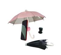 DFXIU Set di 2 Ombrellini Parasole per Telefono,Ombrellone per cellulare, per il sole, per esterni, mini ombrello per cellulare, antiriflesso, tubo flessibile a 360°,Rosa/Nero