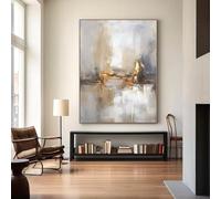 DFZEWKI Grande dipinto astratto con texture beige grigio oro, immagini, stampe artistiche, poster da parete su tela minimalista, arredamento per la casa, 50x70 cm (20x28 pollici) senza cornice
