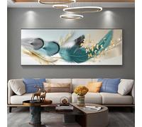 DFZEWKI Moderna e lussuosa tela con farfalle e piume dorate, grande dipinto senza cornice, per la decorazione della parete del soggiorno, 50x150 cm (20x59 pollici) senza cornice