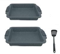 DG BAVARIA 2 Teglie Quadrate Misure 27 e 30 cm. Colore Nero con Paletta Serie Dolci e rustici