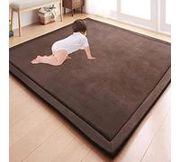 DG Catiee Tappeto da gioco in morbido pile corallo e velluto per gattonare, tappetino da yoga antiscivolo, tappetino da yoga tatami, tappetino per asilo nido (120 x 180 x 2 cm, marrone)