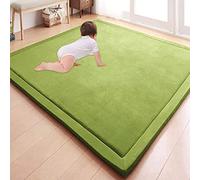 DG Catiee Tappeto da gioco per grandi aree, morbido pile di velluto corallo, tappetino da gioco antiscivolo, tappetino da yoga tatami, tappetino per asilo nido (80 x 180 x 2 cm, verde B)