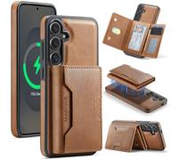 DG.MING Custodia a portafoglio per Samsung Galaxy S24 Plus, porta carte magnetico staccabile 2 in 1 con blocco RFID (7 slot per schede), compatibile con MagSafe, cavalletto, pelle PU + design antiurto