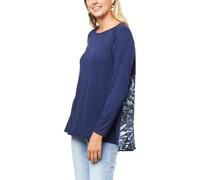 DG2 Di Diane Gilman Top Stampato Con Orlo HiLow, Blu Marino, 1X