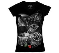 DGA David Gonzales Arte Angeli Ride Or Die Ragazza Lets Tatuaggi V Collo T Shirt