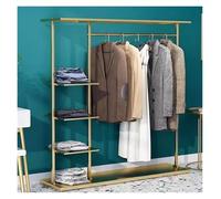 DGAMHF Appendiabiti in metallo con ripiani a 5 ripiani, resistente, autoportante, con ripiani, organizer per boutique (oro, 120 x 35 x 155 cm)
